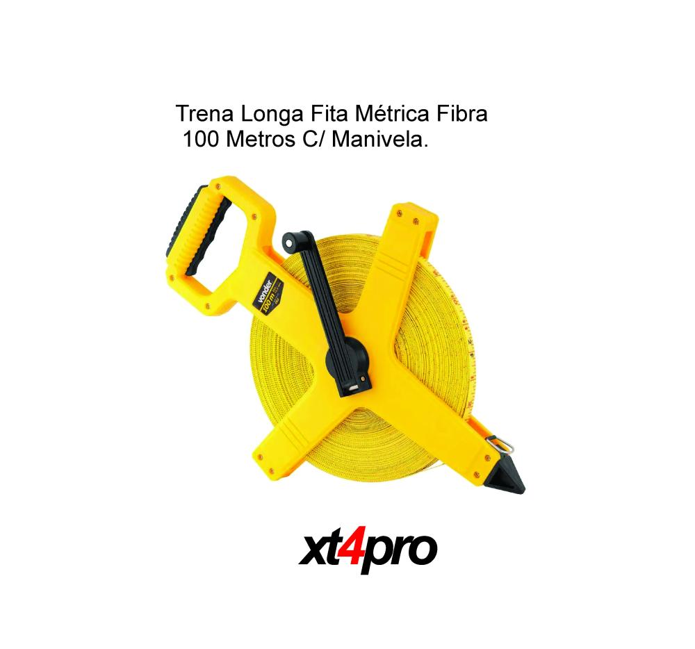 Trena Longa Fita Métrica Fibra 100 Metros C/ Manivela 