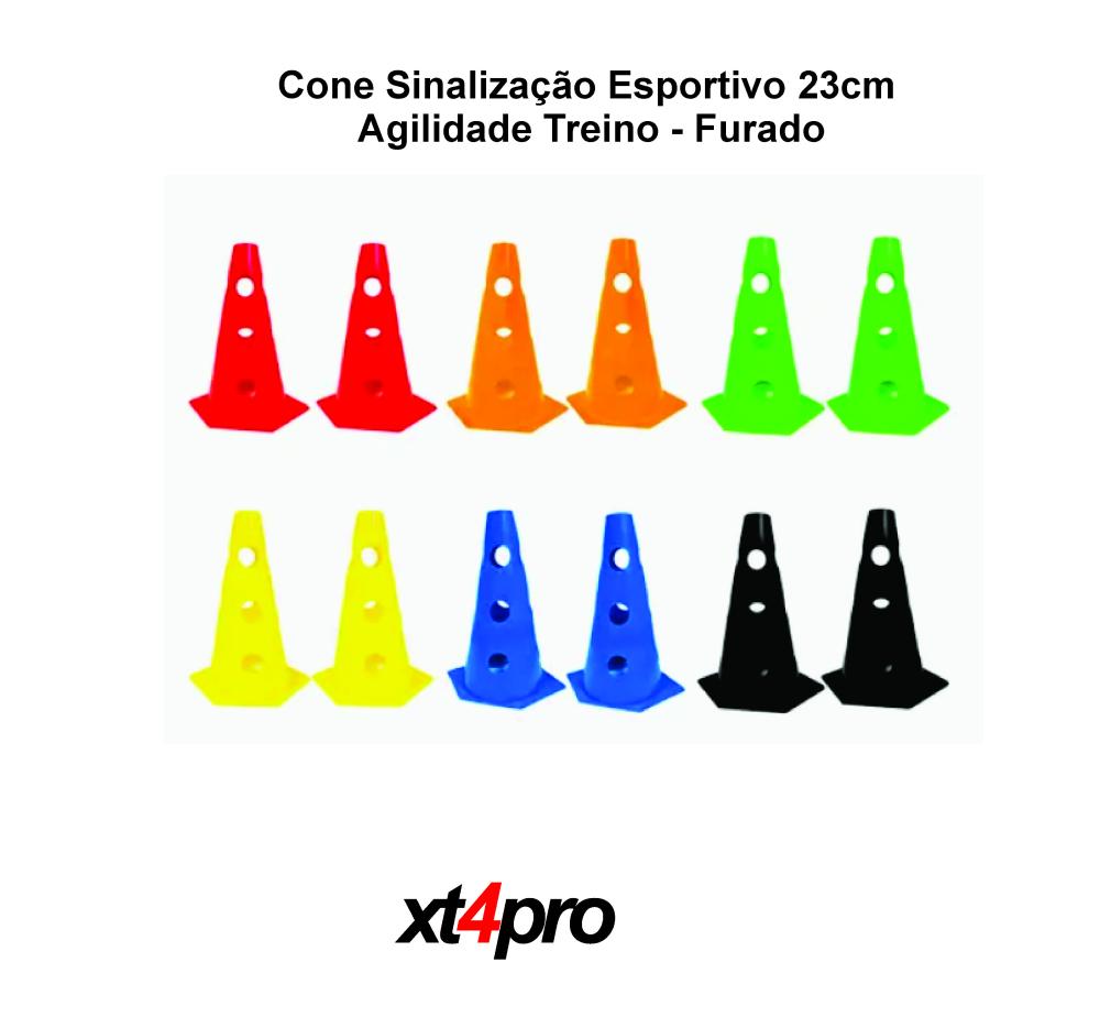 Cone Sinalização Esportivo 23cm  Agilidade Treino - Furado